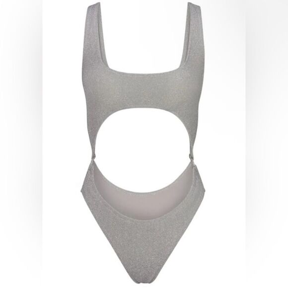SKIMS Glitter Monokini One Piece Swim - Nickel - Picture 1 of 7